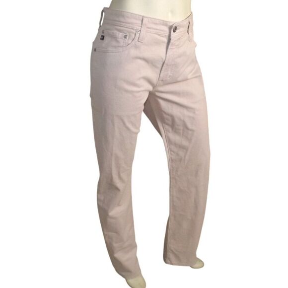 AG Jeans Pants, 34x32, Pale Pink, Slim Straight, Zipper fly, IRREGULAR, 5 pocket - Picture 3 of 14